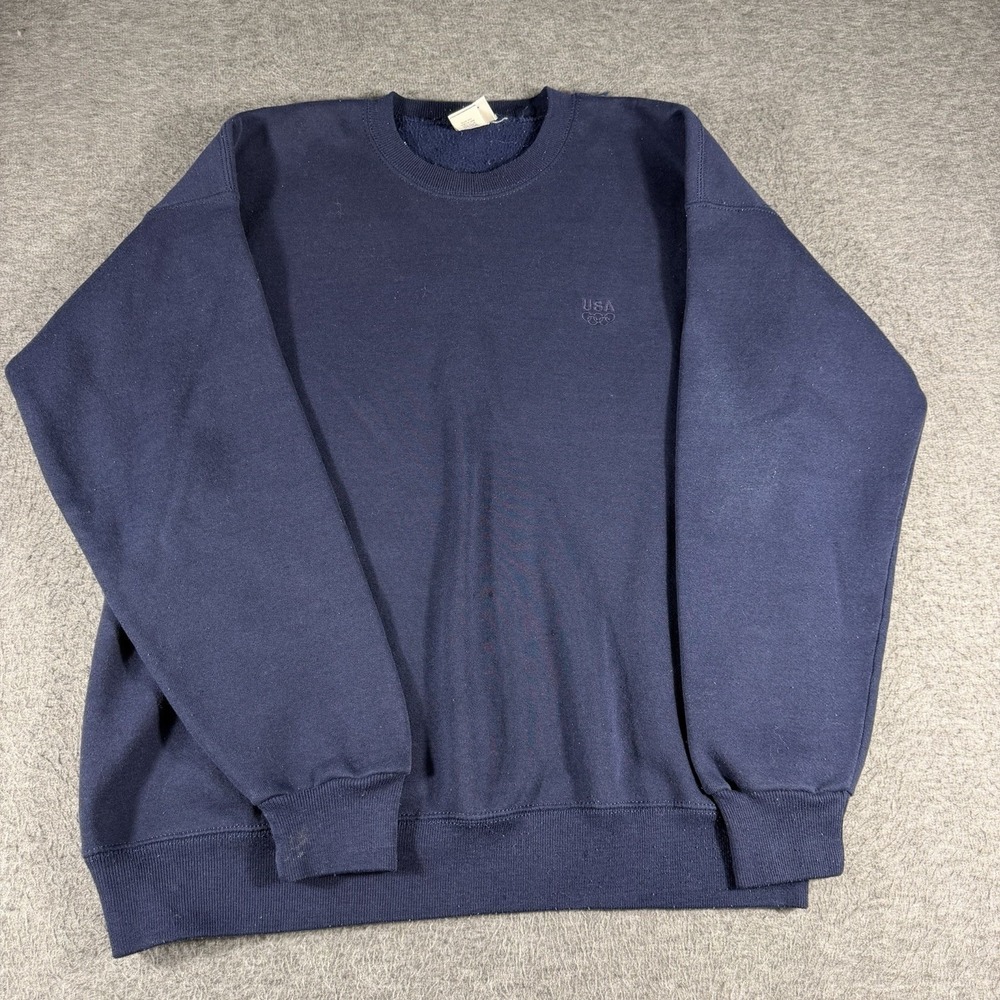 Vintage Jc Penney Blank Sweatshirt XL Mens 90s USA Olympic Brand USA Navy Blue